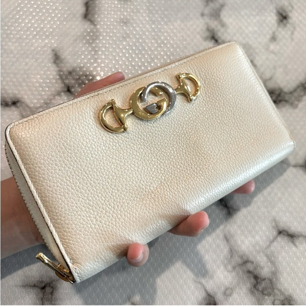 Gucci GG Logo Horsebit Long Zip Zumi Wallet